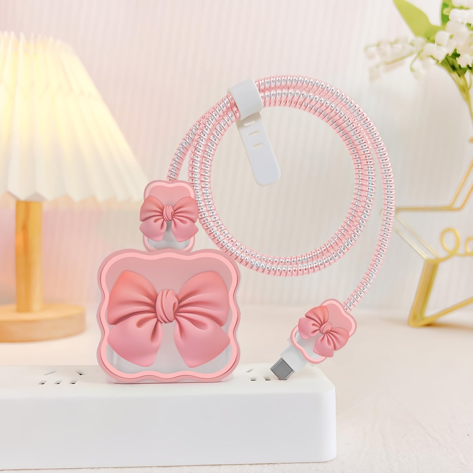 DIY Mobile Phone Charger Storage Box Protective Case for iPhone 18W/20W Charger, with Cable Protector Headphone Line Protector, Portable Travel Storage Bag, Cute Cable Charger Protector Wire Organizer